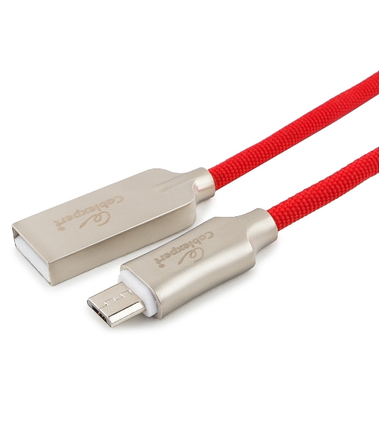 Кабель USB2.0 Cablexpert CC-P-mUSB02R-1.8M, AM/microB, серия Platinum, длина 1.8м, красный, блистер