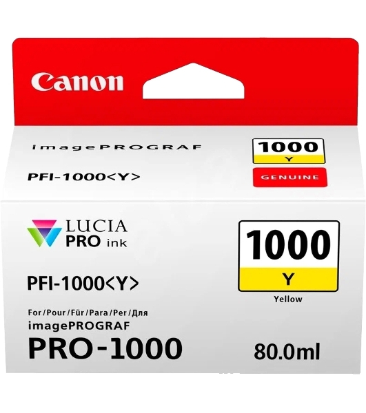 Картридж струйный Canon PFI-1000 Y желтый (80 мл.) для Canon IJ SFP PRO-1000 WFG