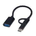 Кабель-переходник USB2.0 OTG Cablexpert A-OTG-CMAF2-2in1, Type-C(M)+MicroUSB(M)/AF, алюминий+нейлон.оплетка, 0.15м, пакет, фото4