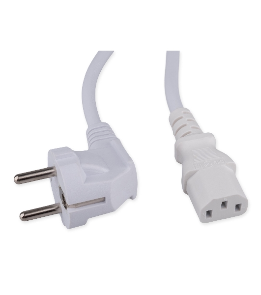 Кабель питания Cablexpert Schuko-C13, 3x1.0мм2, 10A, с заземлением, медь, 2м, белый, пакет