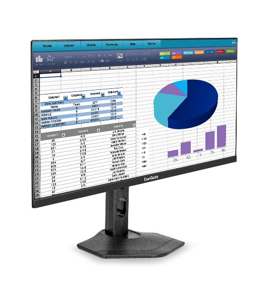 Монитор 23.8' ExeGate ProSmart EH2400C (IPS LED Grade A+, FHD, 1920x1080@100Гц, 16:9, 250cd/m2, 1000:1, 178°/178°, 3-5ms, audio-out, Speakers, D-Sub, HDMI, DisplayPort, кабель HDMI 1,5м, VESA, регулировка высоты (HAS), регулировка наклона (tilt), поворот экрана (swivel), поворот экрана на 90° (pivot), чёрный)