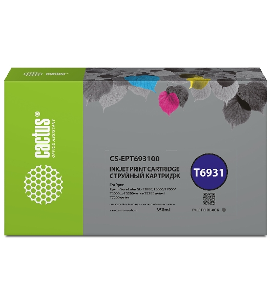 Картридж струйный Cactus CS-EPT693100 (T6931) черный (350 мл) для Epson SureColor SC-T3000/T3070/T3200/T5000/5200