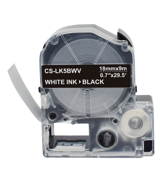 Картридж ленточный Cactus CS-LK5BWV белый шрифт, черный фон (18 мм, 9 м) для Epson LW400/LW700/LW600P/LW1000P/K400/Z700/Z900