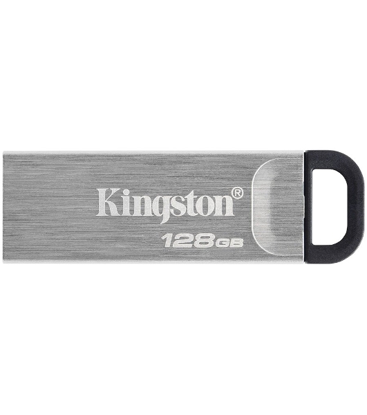 Флешка USB Kingston DataTraveler KYSON (DTKN/128 Gb), 128Gb, USB 3.2 Gen 1, R/W 200/60, серебристый/черный