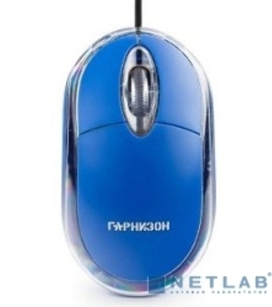 Мышь проводная Гарнизон GM-100B синий, 1000 dpi, USB, кнопки - 3