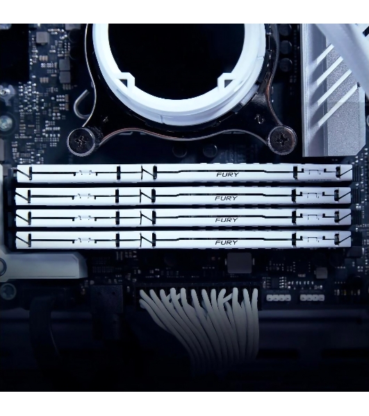 Оперативная память Kingston Fury Beast, DDR5, 32GB (2x16GB), 5200MHz, CL40, DIMM, с радиаторами, белый
