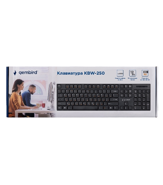 Клавиатура Gembird KBW-250 беспроводная, радиоканал, чёрный