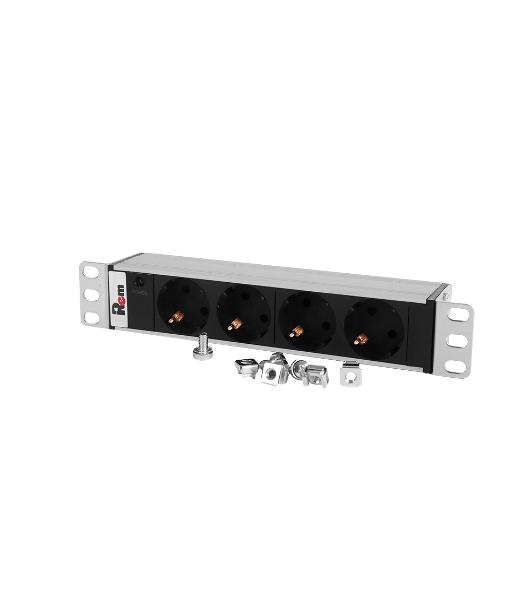 Блок роз Rem-10 без шнура с инд., 4 Sсhuko, вх IEC 60320 C14, 10A алюм. 10'