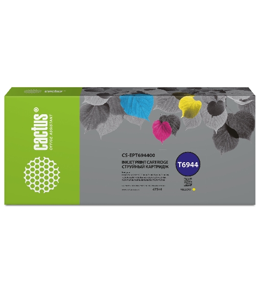 Картридж струйный Cactus CS-EPT694400 (T6944) желтый (675 мл) для Epson SureColor SC-T3000/T3070/T3200/T5000/5200