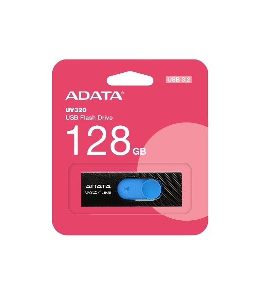 Флешка USB ADATA UV320 (AUV320-128G-RBKBL), 128Gb, USB 3.2, R/W 100/30, черный/голубой
