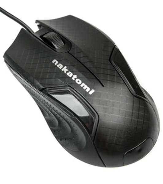 Мышь проводная Nakatomi MON-06U черный, 800 dpi, USB, кнопки - 3