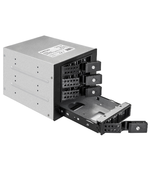 Корзина для HDD ExeGate EX291657RUS HS435-02 (универсальная, на 4*3,5'/2.5' SATA HDD, занимает 3*5,25' отсека, RTL)