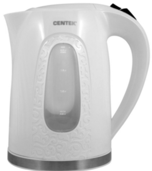 Электрочайник Centek CT-0041 белый, 2.0 л, 2200 Вт, скрытый нагревательный элемент