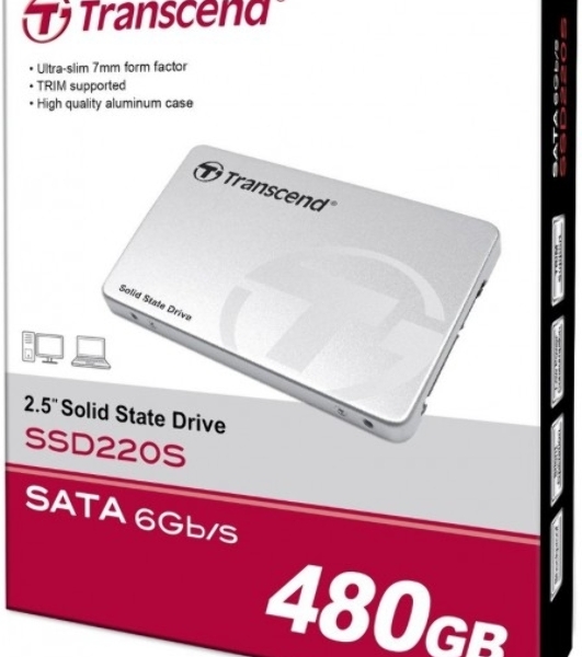 Накопитель SSD Transcend 220S, 480GB, 2.5', SATA, R/W 550/450