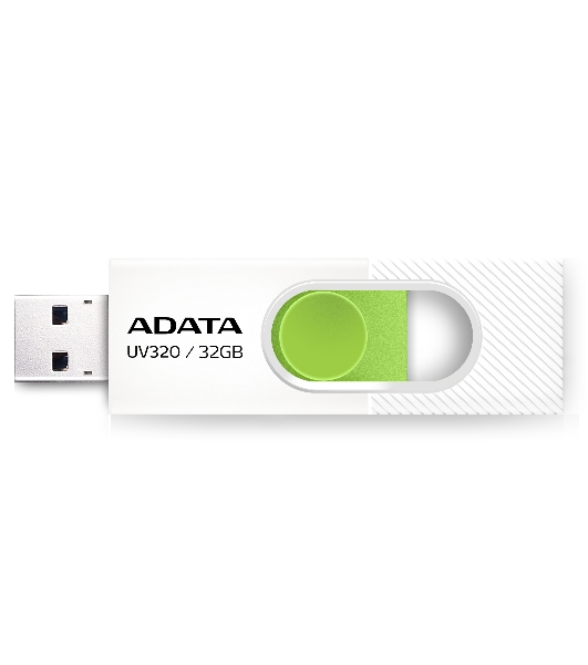Флешка USB ADATA UV320 (AUV320-32G-RWHGN), 32Gb, USB 3.2, R/W 100/30, белый/зеленый
