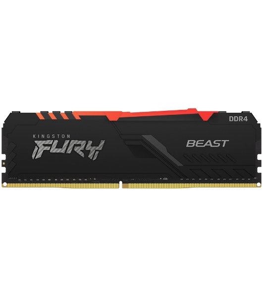 Оперативная память Kingston Fury Beast, DDR4, 16GB (1x16GB), 3200MHz, CL16, DIMM, с радиатором, RGB, черный