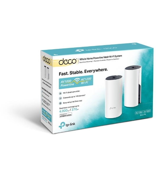 Бесшовный Mesh роутер TP-Link DECO P9 (2-PACK) AC1200 10/100/1000BASE-TX белый (упак.:2шт)