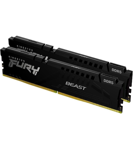 Оперативная память Kingston Fury Beast, DDR5, 32GB (2x16GB), 5600MHz, CL40, DIMM, с радиаторами, черный