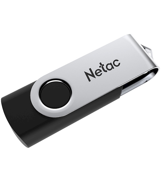 Флешка USB Netac U505 (NT03U505N-064G-20BK), 64Gb, USB 2.0, R/W 70/30, черный/серебристый