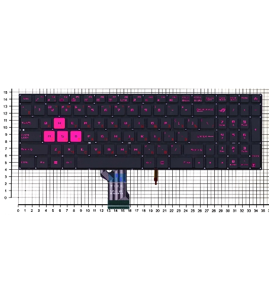 Клавиатура для ноутбука Asus ROG GL502VM черная без рамки с фиолетовой подсветкой