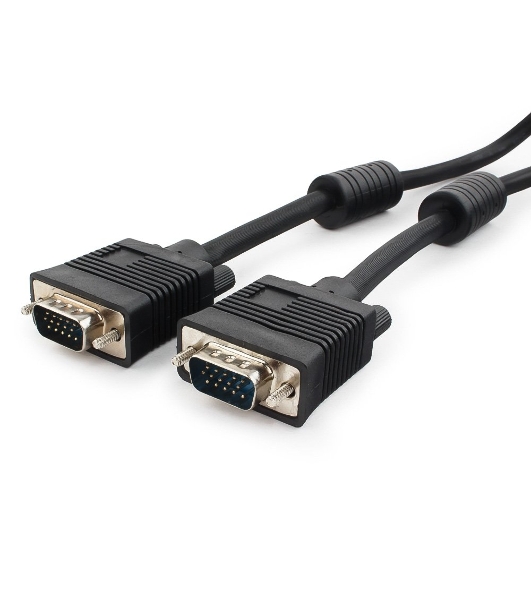 Кабель VGA Premium Cablexpert CC-PPVGA-10-B, 15M/15M, 3.0м, черный, тройной экран, феррит.кольца, пакет