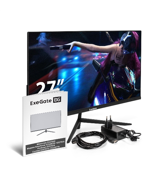 Монитор 27' ExeGate SmartView EZ2700A IPS 1920x1080, 75 Гц, 5 мс, 16:9, 250 кд/м2, 1xHDMI, 1xVGA, 1x3.5 мм, черный