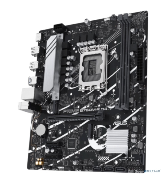 Материнская плата ASUS PRIME B760M-R D4, LGA 1700, Intel B760, 2xDDR4, 4xSATA, 2xM.2, 1xPCIe 4.0 x16, 1xPCIe x1, 1xHDMI, 1x 2.5Gb LAN, 4xUSB-A 2.0, 4xUSB-A 3.2 Gen 1, 3x3.5 мм, 7.1, mATX