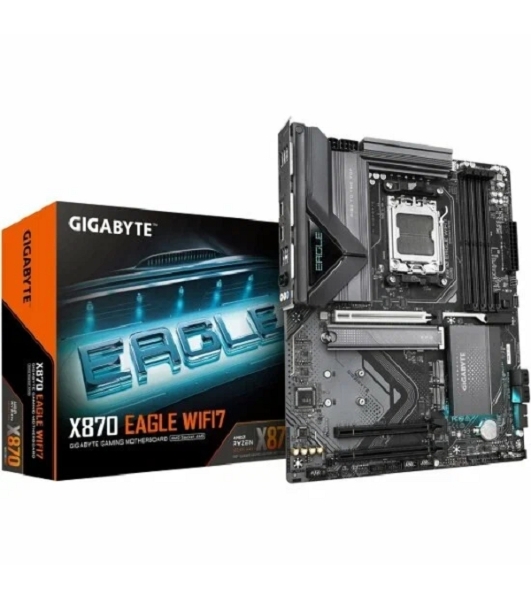 Материнская плата Gigabyte X870 EAGLE WIFI7, AM5, AMD X870, 4xDDR5, 4xSATA, 3xM.2, 1xPCI-E 5.0 x16, 2xPCI-E 3.0 x1, 1xHDMI, 1xUSB-C (DP), 1x 2.5Gb LAN, 4xUSB-A 2.0, 3xUSB-A 3.2 Gen 1, 1xUSB-A 3.2 Gen 2, 2xUSB-C 3.2 Gen 2 (USB4), 3x3.5 мм, 7.1, ATX