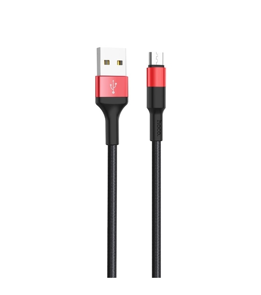 Кабель USB 2.0 HOCO X26, AM/microBM, черно-красный, 1м