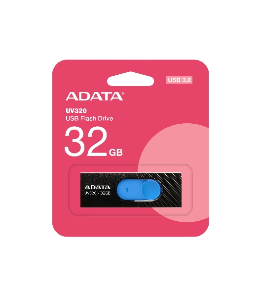 Флешка USB ADATA UV320 (AUV320-32G-RBKBL), 32Gb, USB 3.2 Gen 1, R/W 100/30, черный/голубой
