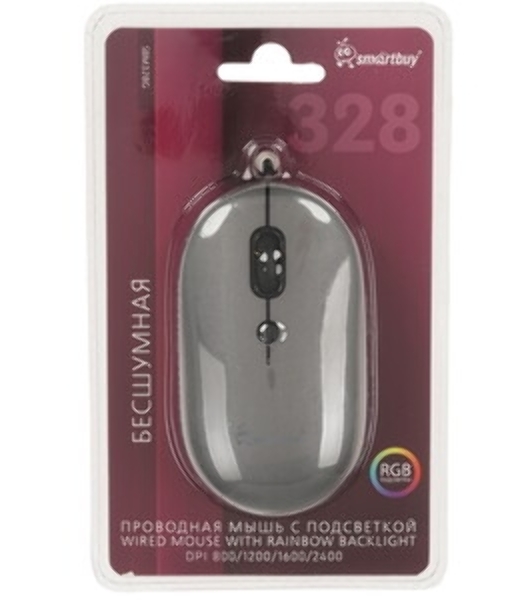 Мышь проводная SMARTBUY (SBM328G) 328 серый металлик