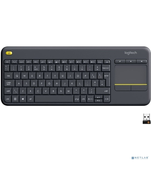 Клавиатура Logitech K400 Wireless Touch Plus беспроводная, радиоканал, чёрный