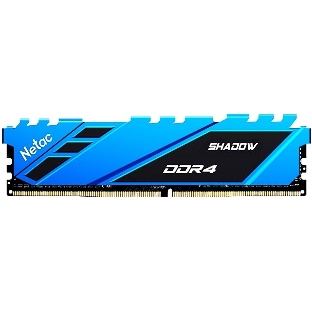 Оперативная память NETAC Shadow, DDR4, 16GB (1x16GB), 3200MHz, CL16, DIMM, с радиаторами, синий