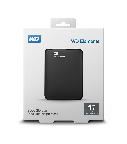 Внешний HDD 2.5' Western Digital Elements Portable, 1TB, USB 3.2 Gen 1 Type-A, 5400 rpm, черный