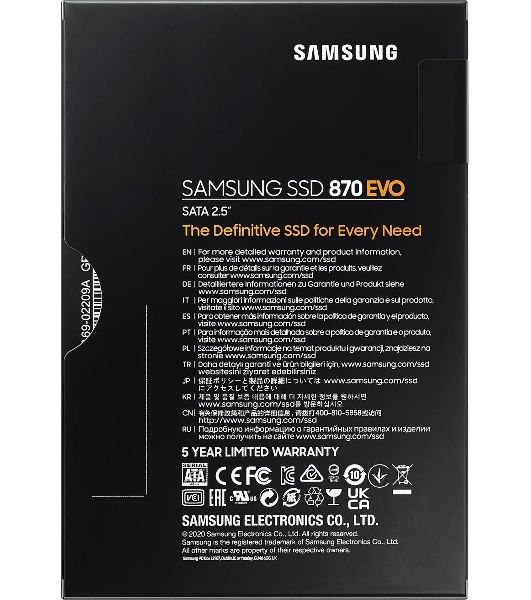 Накопитель SSD Samsung 870 EVO, 4TB, SATA III, 2.5', R/W 560/530