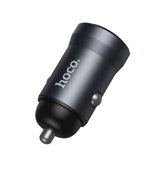 Автомобильное зарядное устройство Hoco, 18Вт, USB, Z62, металлический серый, коробка