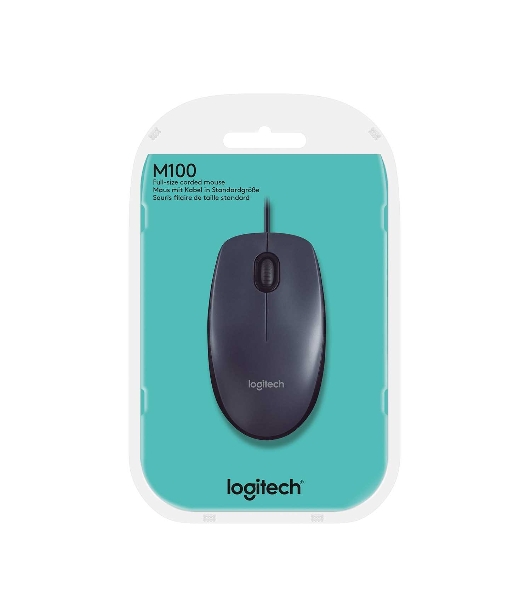 Мышь проводная Logitech M100/100R DARK/GREY (темно-серая/черная), 1000 dpi, USB, кнопки - 3