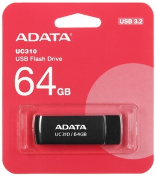 Флешка USB ADATA UC310 (UC310-64G-RBK), 64Gb, USB 3.2, R/W 100/30, черный