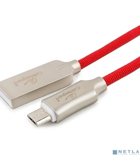 Кабель USB2.0 Cablexpert CC-P-mUSB02R-1.8M, AM/microB, серия Platinum, длина 1.8м, красный, блистер