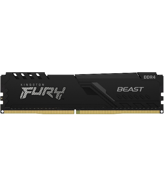 Оперативная память Kingston Fury Beast, DDR4, 32GB (1x32GB), 3200MHz, CL16, DIMM, с радиатором, черный