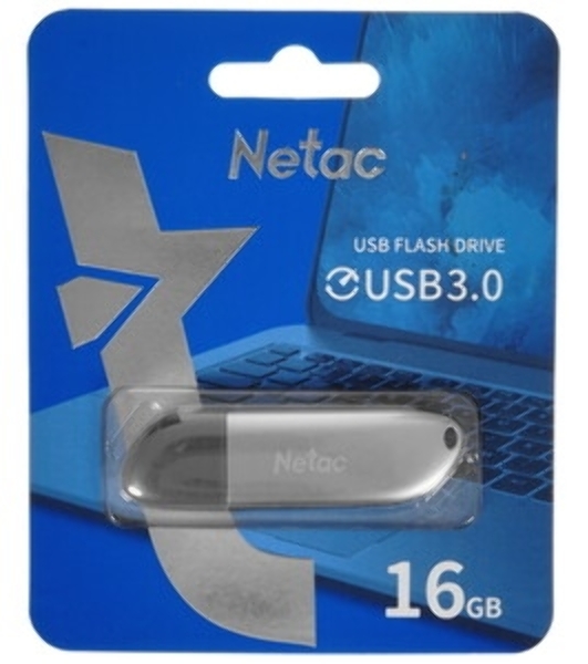 Флешка USB Netac U352 (NT03U352N-016G-32PN), 16Gb, USB 3.0, R/W 110/50, серебристый