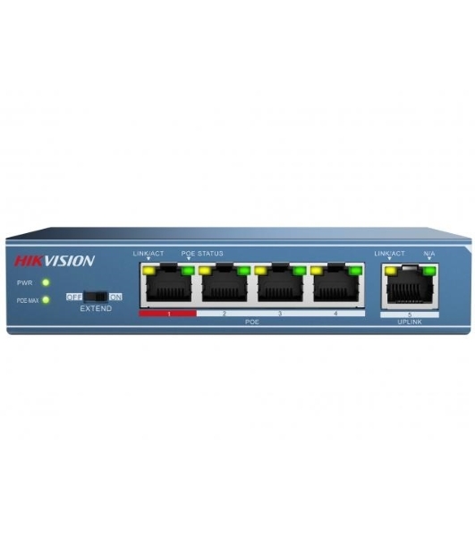 Коммутатор Hikvision DS-3E0105P-E(B), 4×100 Мбит/с PoE + 1×100 Мбит/с Uplink, неуправляемый