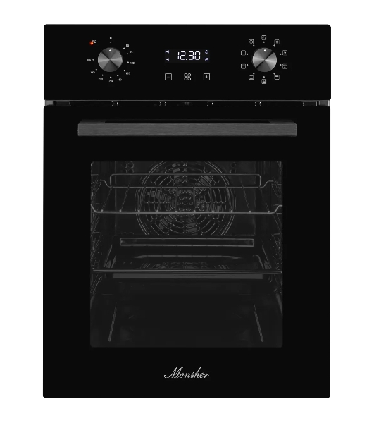 Духовой шкаф электрический Monsher MOE 4592 Noir ширина 45 см, High-Tech, 50 л, гидролизная очистка, 9 режимов, черный
