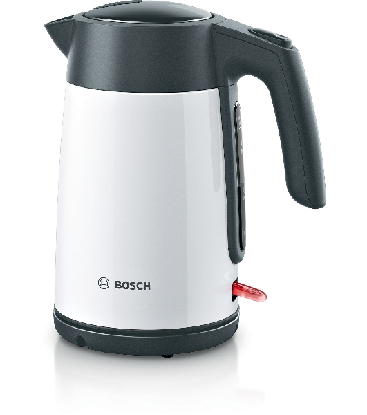 Чайник электрический Bosch TWK7L461, 1.7 л, 2400 Вт., нерж.сталь, покрытая эмалью, белый,шкала уровня воды
