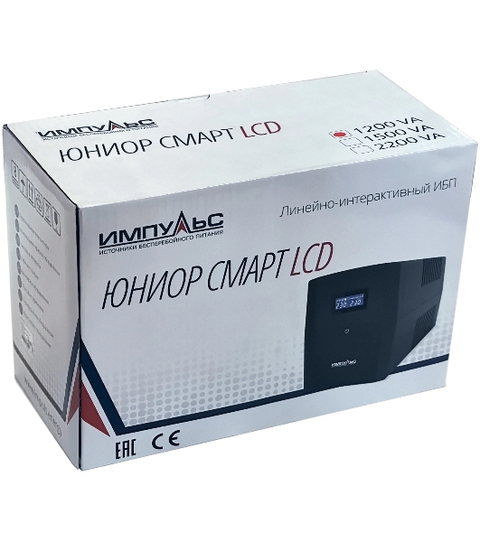 Источник бесперебойного питания Импульс ЮНИОР СМАРТ 1200, 1200/720 ВА/Вт, LCD, USB, RJ11/RJ45, SCHUKOx4