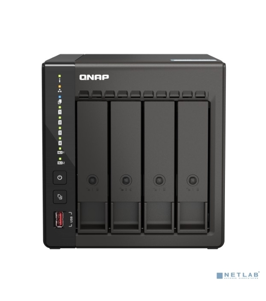 Сетевое хранилище SMB QNAP TS-453E-8G NAS, 4-tray w/o HDD. 2xHDMI-port. 4-core Celeron J6412 2-2.6 GHz, 8Gb DDR, 2x2.5Gb LAN, 2 x M.2 2280 PCIe Gen 3 x2, 2x USB 3.2 Gen 2 (10Gbps) Port, 2x USB 2.0 port