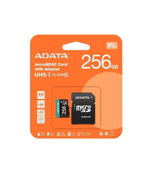 Флеш карта MICRO SDXC 256Gb W/AD. AUSDX256GUI3V30SA2-RA1 ADATA