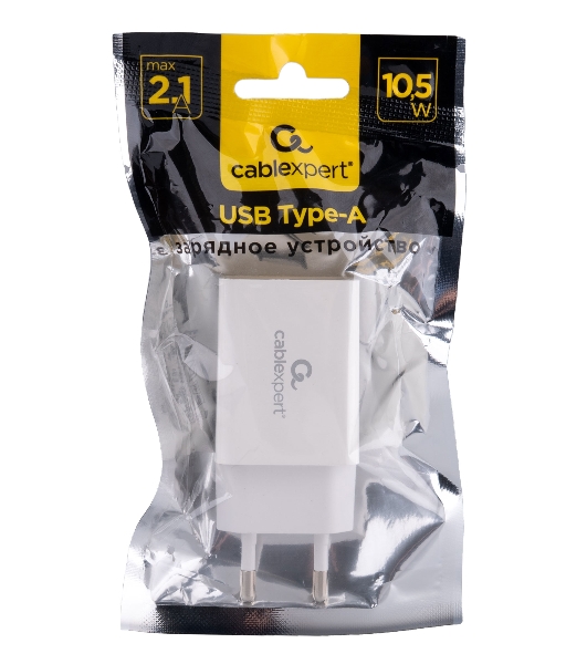 Сетевое зарядное устройство Cablexpert MP3A-PC-68, 10.5Вт, 2.1А, 1хUSB, белый, пакет