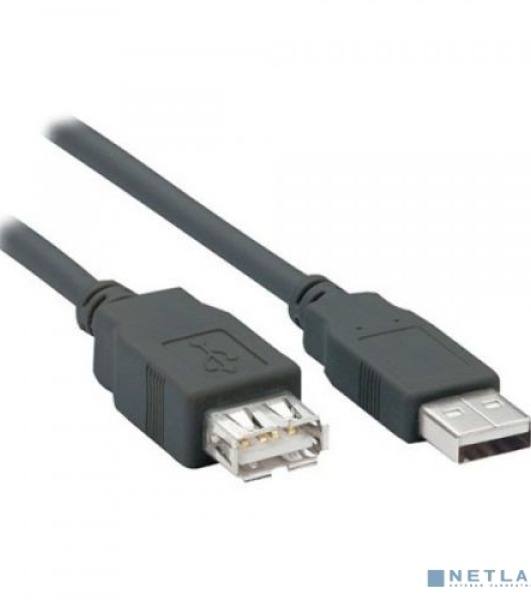 Кабель удлинитель Filum USB 2.0, 1 м., серый, разъемы: USB A male-USB A female, пакет. (FL-C-U2-AM-AF-1M)