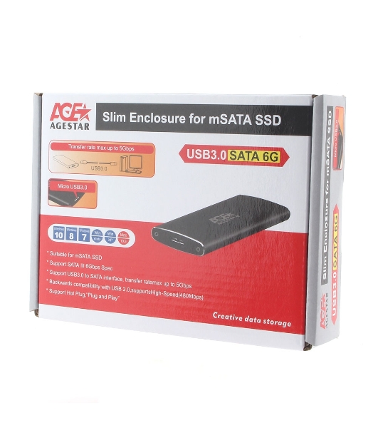 Внешний корпус mSATA AgeStar 3UBMS2 черный, алюминий, черный USB 3.0